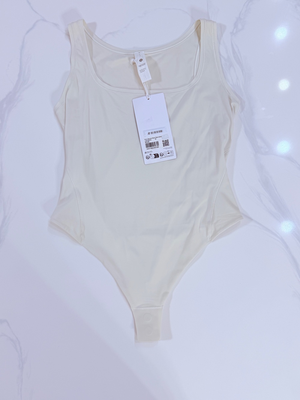 NWT Lululemon Wundermost Ultra-Soft Nulu Square-Neck Sleeveless Bodysuit *Bone*